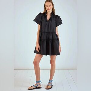 Hunter Bell Merritt Black Mini Dress with Ruffle Details